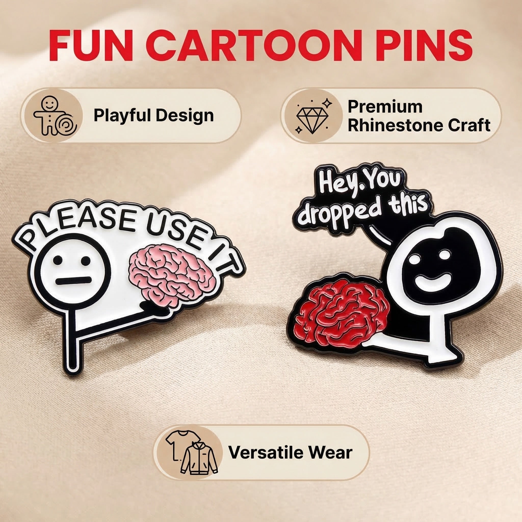 The "Lost My Mind" Duo: Sarcastic Enamel Pin Set for Creative Souls