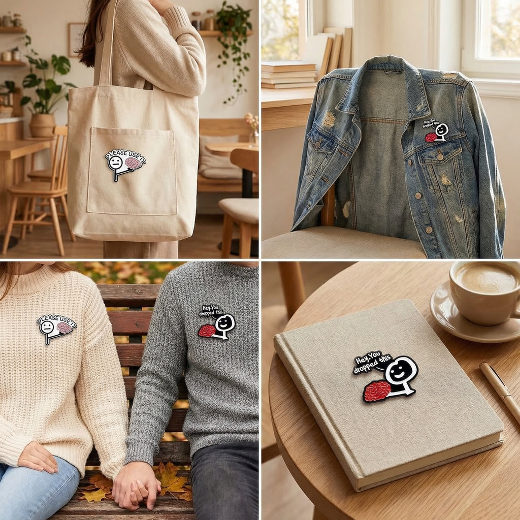 The "Lost My Mind" Duo: Sarcastic Enamel Pin Set for Creative Souls