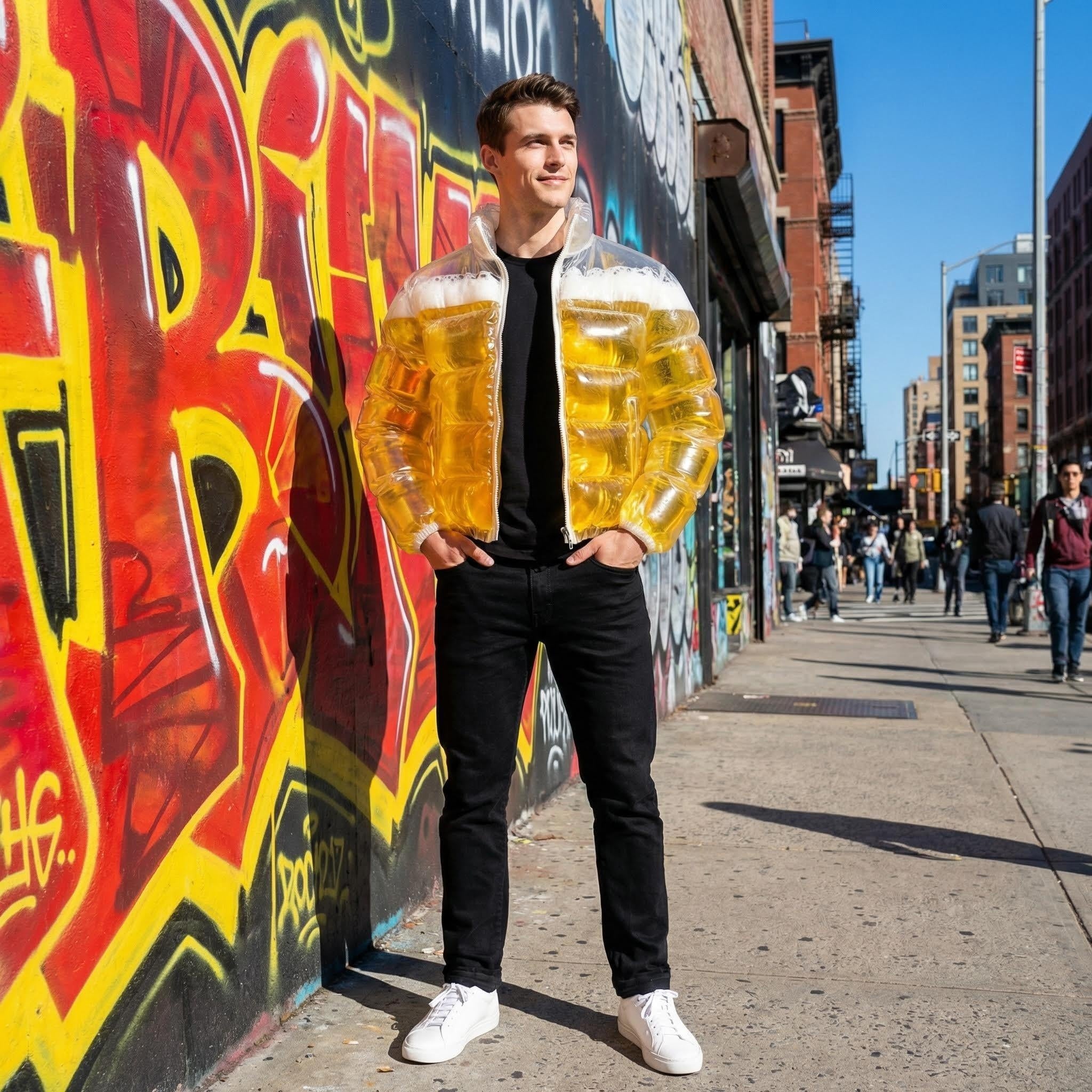 Transparent Beer-Filled Air-Filled Jacket