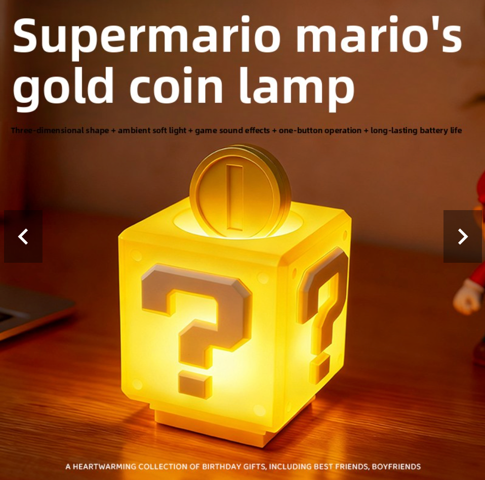 "Nostalgic Block Lamp - USB Rechargeable LED Desk Decoration & Fun Gamer Gift Idea"